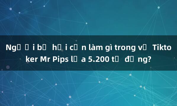 Người bị hại cần làm gì trong vụ Tiktoker Mr Pips lừa 5.200 tỷ đồng?